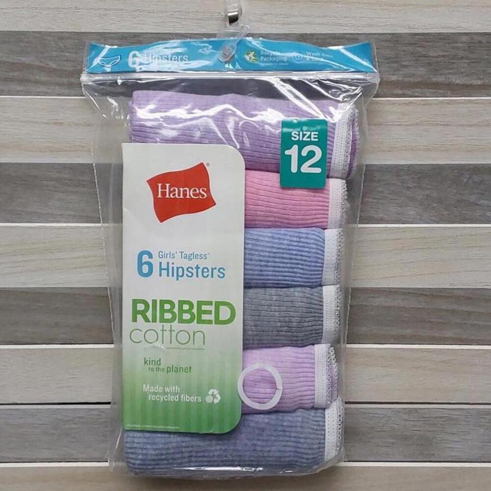 Girls' Ribbed Hipster Underwear, 6-Pack Assorted | Hanes | 12